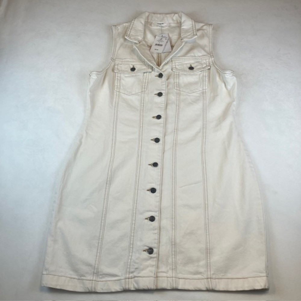 Cotton On Women's Denim Mini Dress Sleeveless Button Front Casual Dunes L New